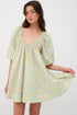 Charming Floral Print Frilled Half Sleeve U Neck A-Line Dress